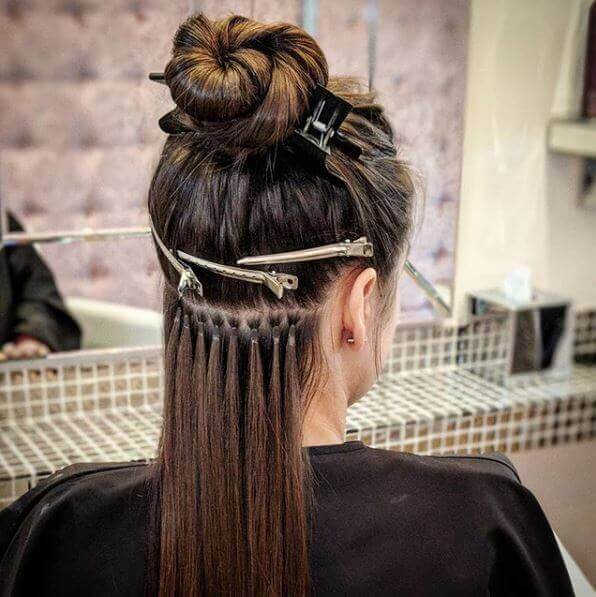micro rings on sectioned brunette hair yorkshire