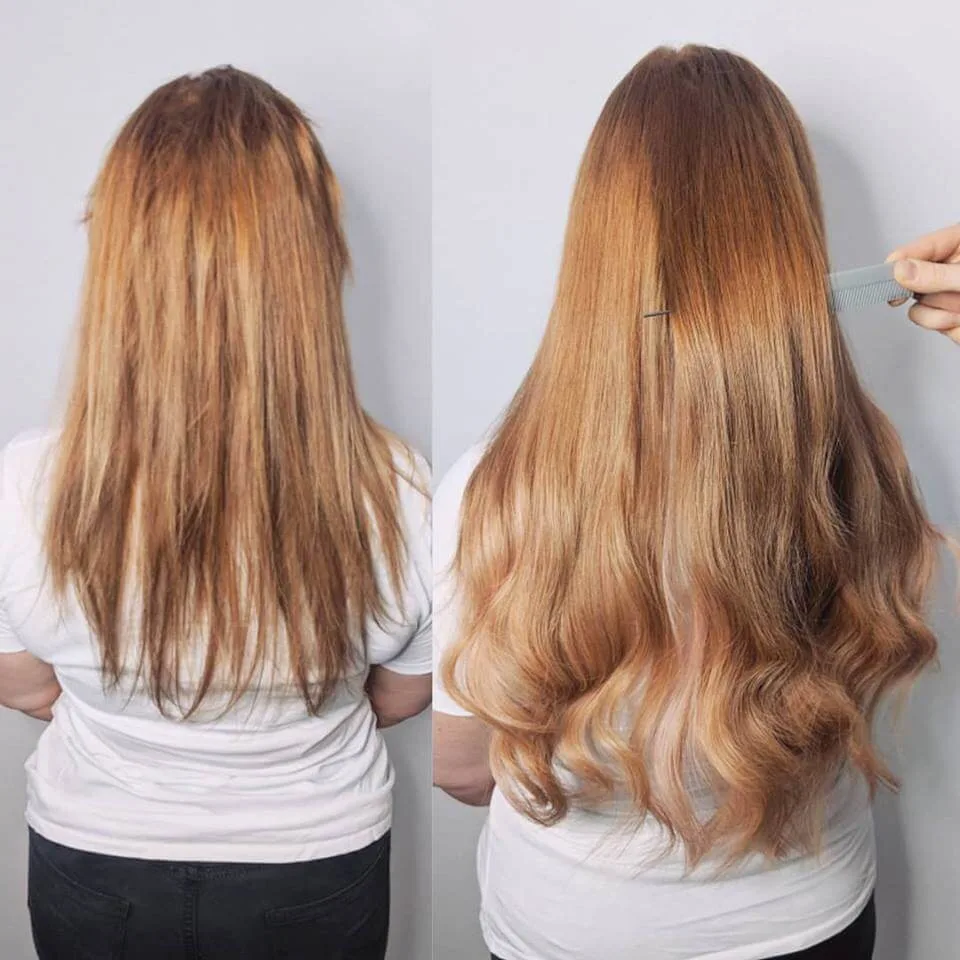Red Russian Hair Extensions Client Gallery