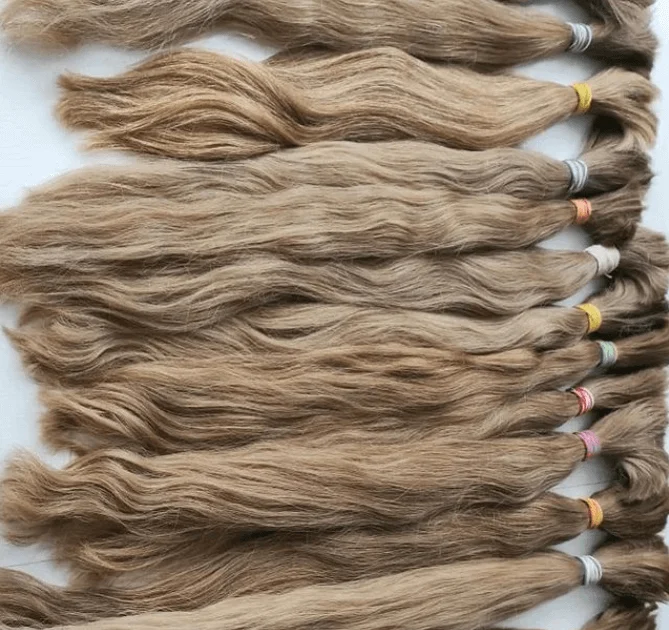 Blond hair extension bunches